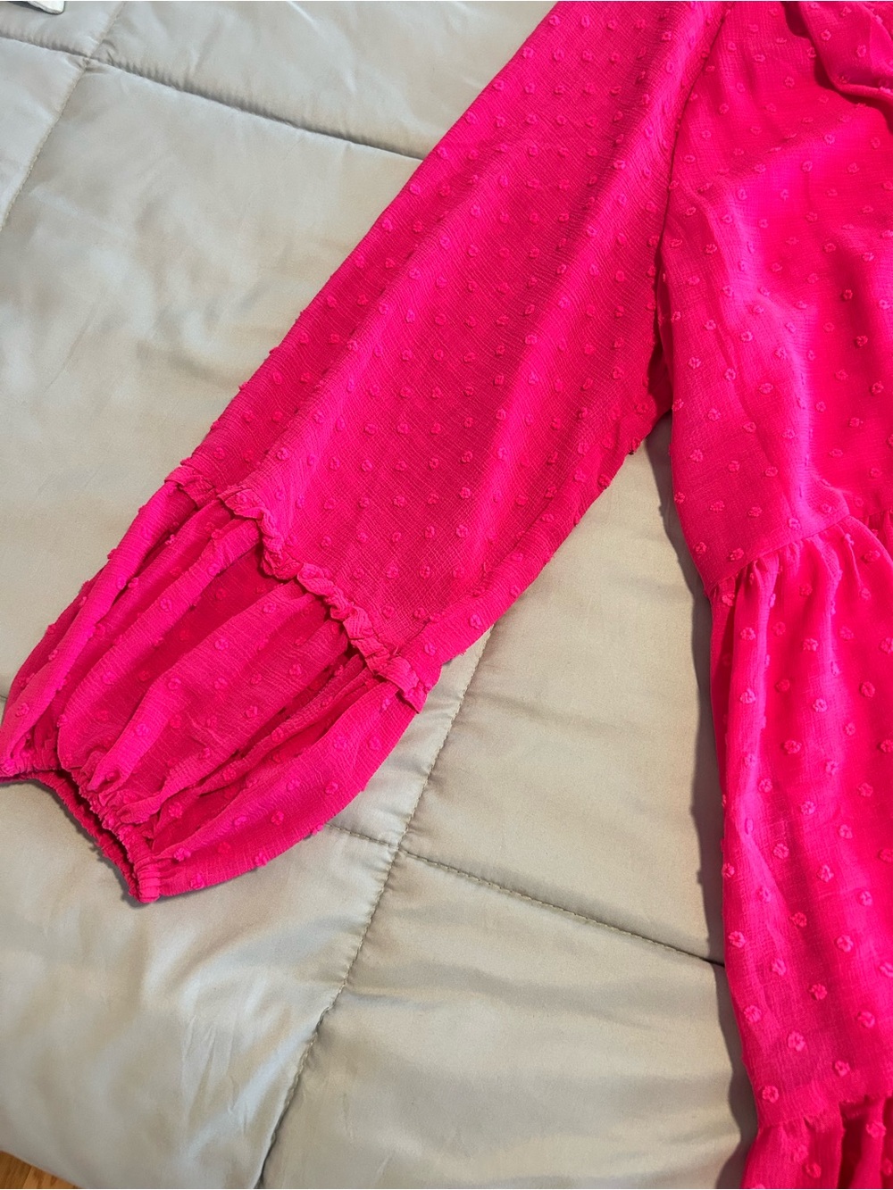 CeCe Hot Pink Tiered Swiss Dot Tunic - Picture 4 of 6